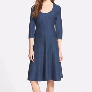 Nic And Zoe Ribbed Sweater Fit and Flare Dress Size Petite PP Blue